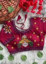 Cotton Wine Festival Wear Mirror Work Readymade Blouse